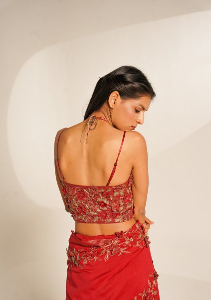 Amore Red Floral Saree