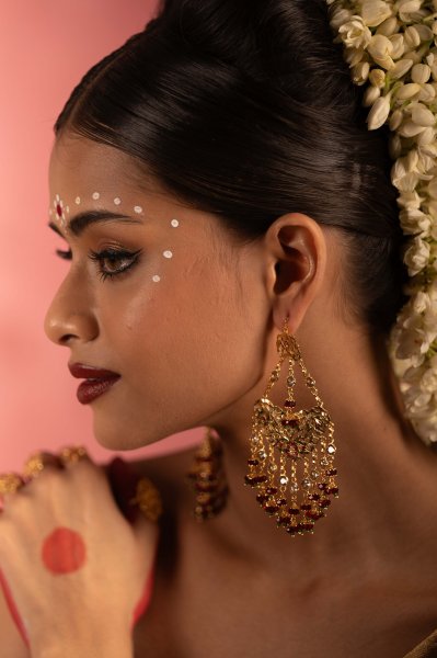 Jhajjar Gold Tone Silver Earrings