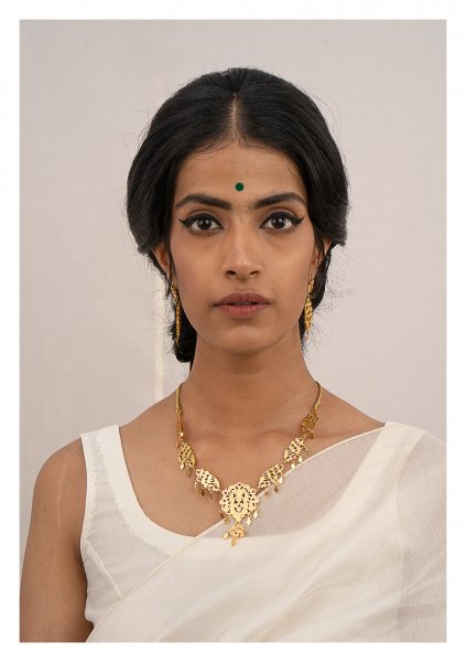 Rehnuma Gold Tone Silver Necklace &amp; Earrings Set