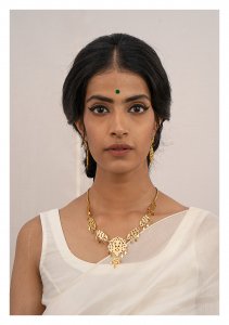 Rehnuma Gold Tone Silver Necklace & Earrings Set