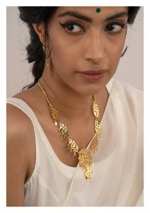 Rehnuma Gold Tone Silver Necklace & Earrings Set