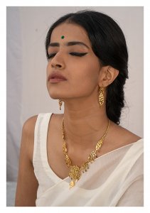 Rehnuma Gold Tone Silver Necklace & Earrings Set