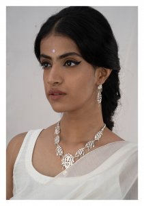 Rehnuma Silver Necklace & Earrings Set