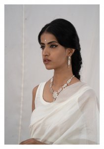 Rehnuma Silver Necklace & Earrings Set