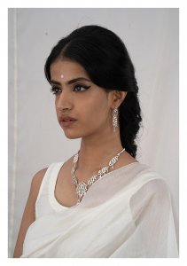 Rehnuma Silver Necklace & Earrings Set