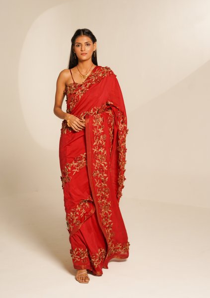 Amore Red Floral Saree