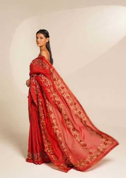 Amore Red Floral Saree