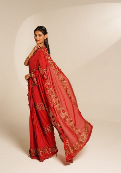 Amore Red Floral Saree