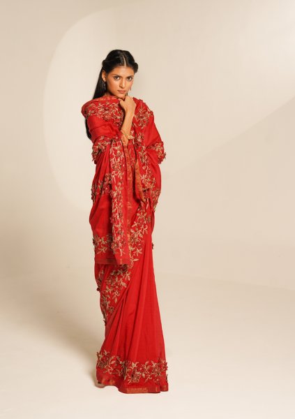 Amore Red Floral Saree