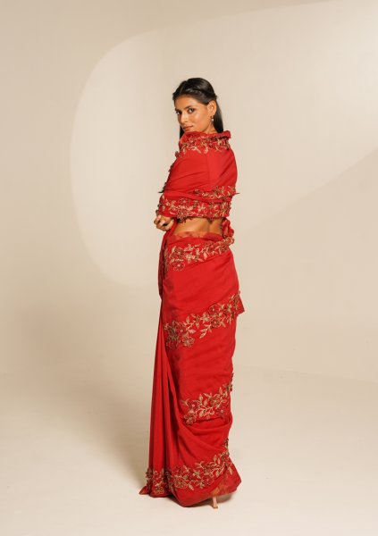 Amore Red Floral Saree