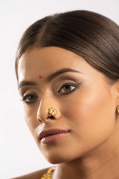 Adhara Gold Tone Silver Nose Pin