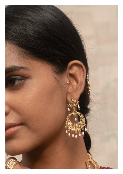 Zahra Gold Tone Silver Earrings